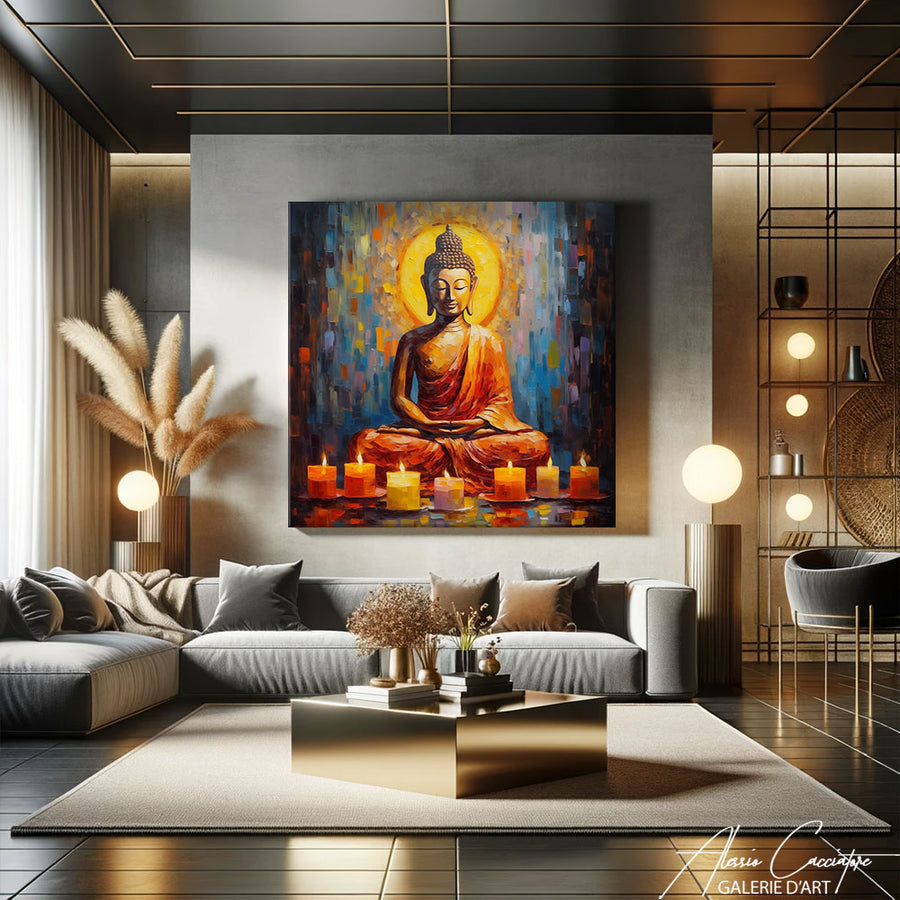 Bouddha Peinture sur Toile – mise en situation