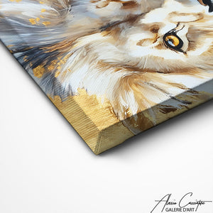 TABLEAU LION DORÉ ET BLANC AlessioCacciatore