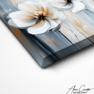 TABLEAU TRIPTYQUE FLEURS BLANCHES Alessio Cacciatore