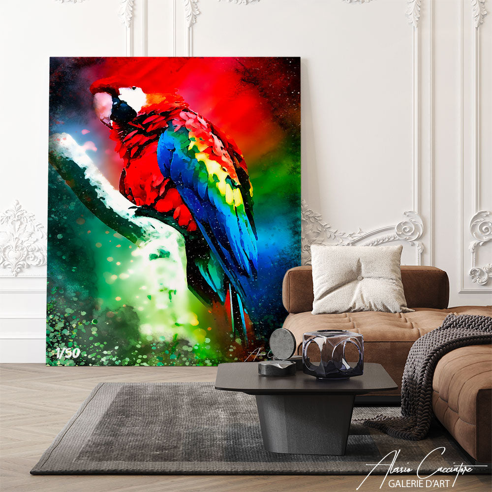 poster perroquet sur branche