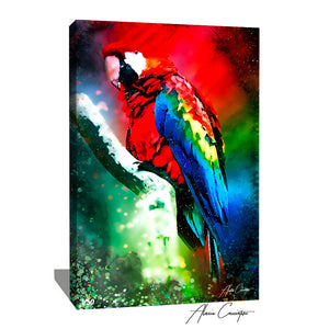 tableau perroquet sur branche