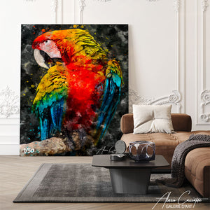 tableau perroquet huile