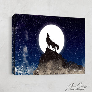 tableau loup lune