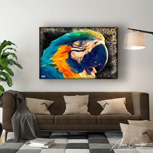 peinture perroquet abstrait