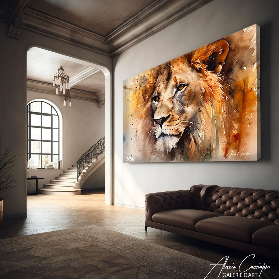 tableau lion xxl – mise en situation