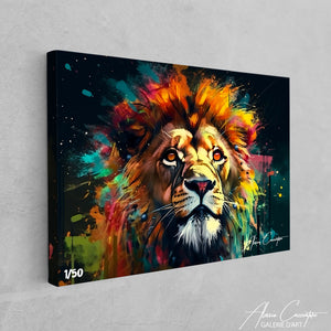 peinture lion multicolore