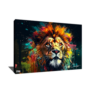 peinture lion multicolore
