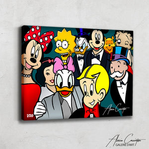 tableau picsou mickey betty boop minnie mouse richie rich alessio cacciatore | tableau du selfie le plus liké au monde | Tableau selfie le plus connu au monde