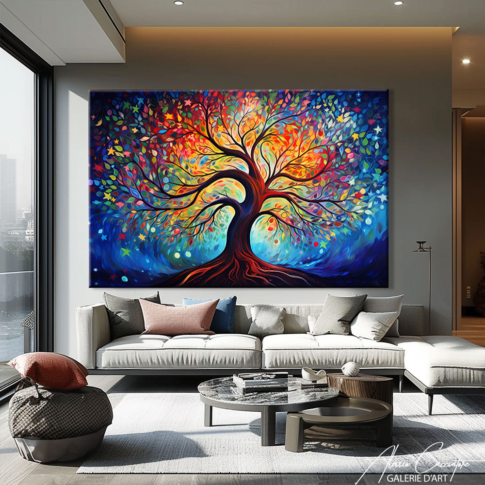 Choisir un tableau d'art contemporain : arbre de vie en décoration murale