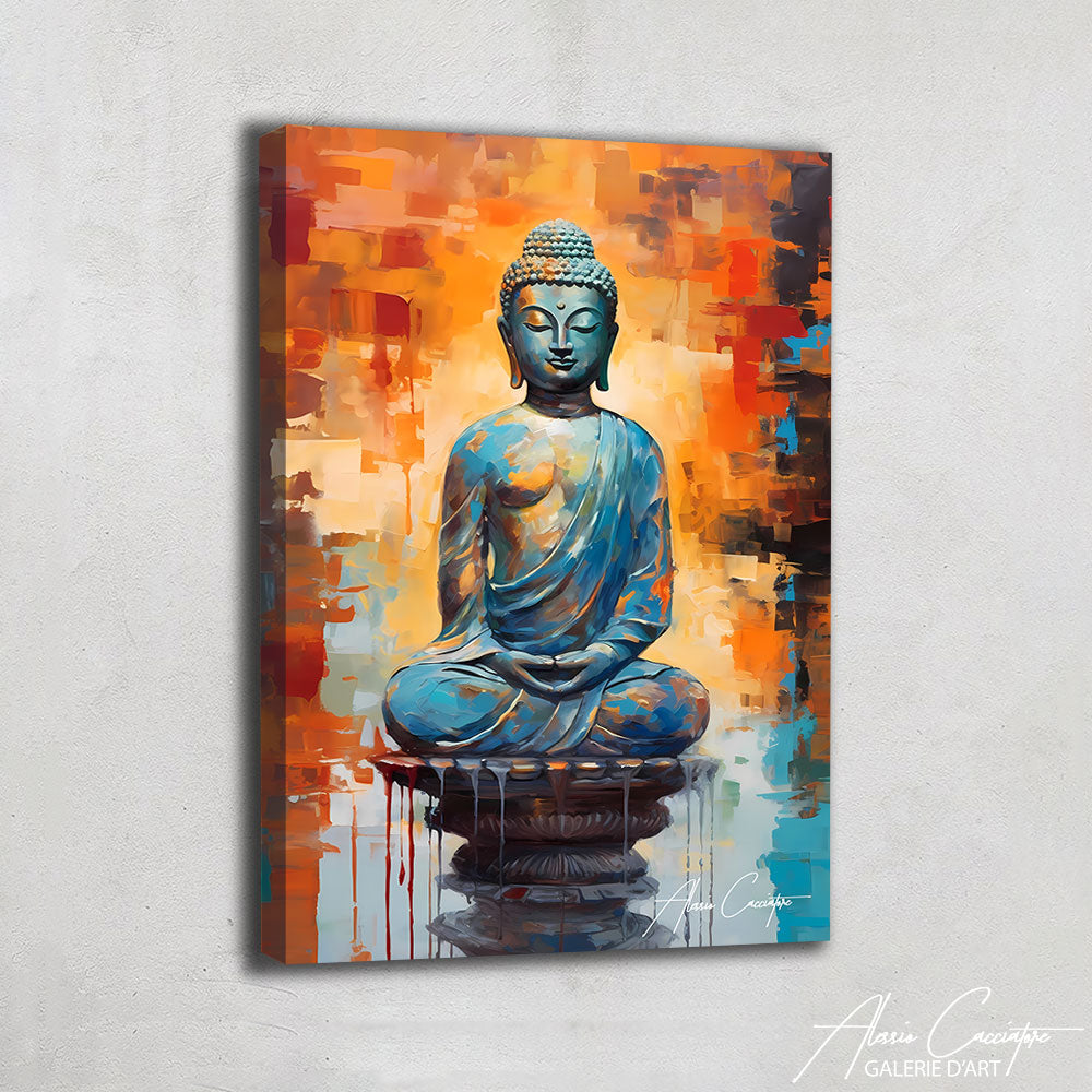 tableau bouddha zen accroché dans un intérieur apaisant