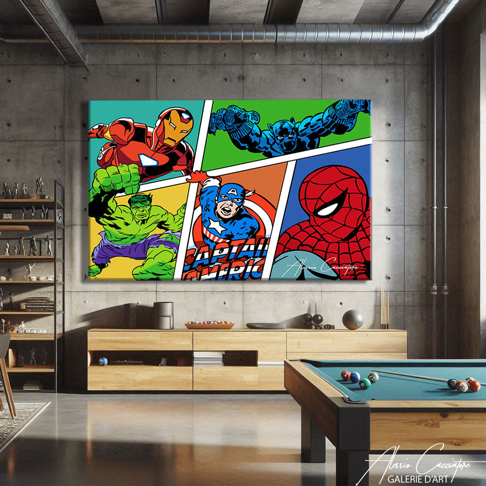 Tableau XXL moderne en situation dans un intérieur contemporain