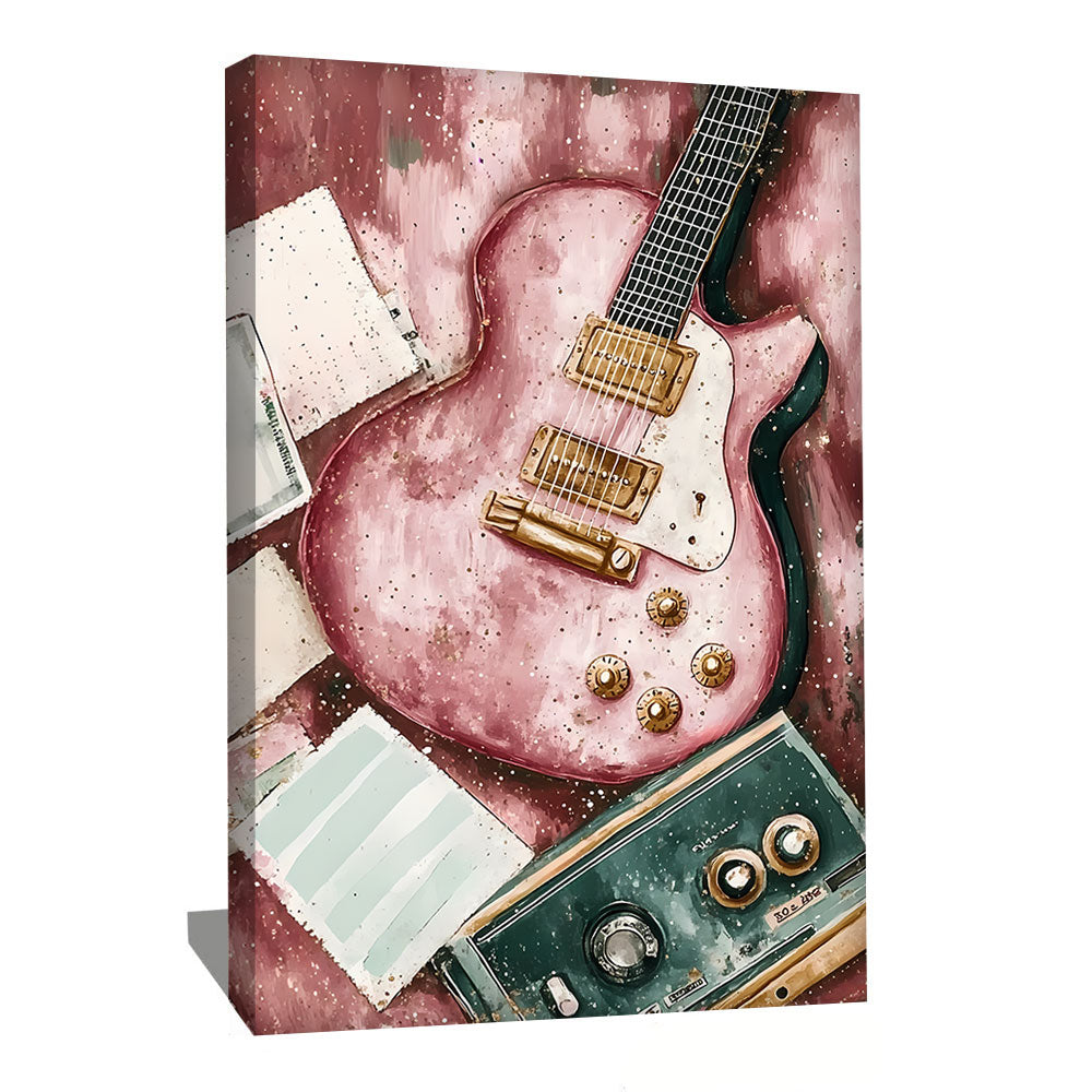 Tableau Guitare Rose