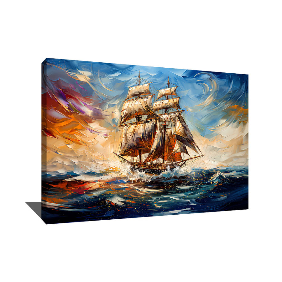 TABLEAU BATEAU ABSTRAIT ANCIEN