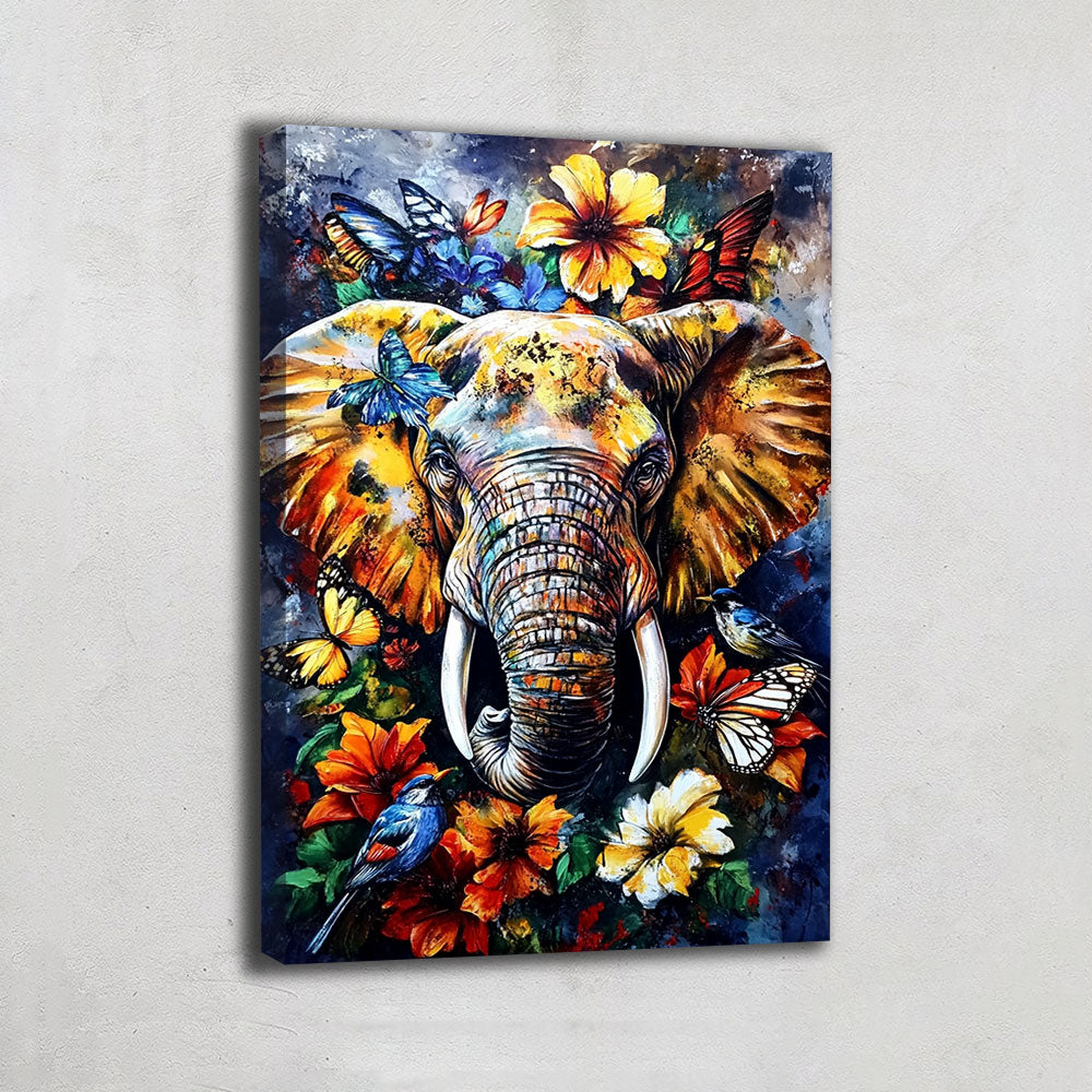 TABLEAU ÉLÉPHANT FLORAL