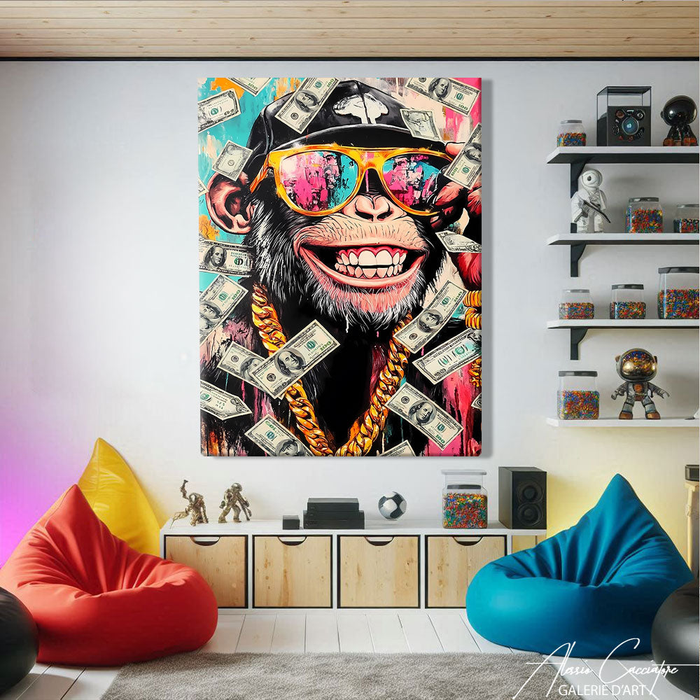 Tableau Pop Art Singe À Lunettes