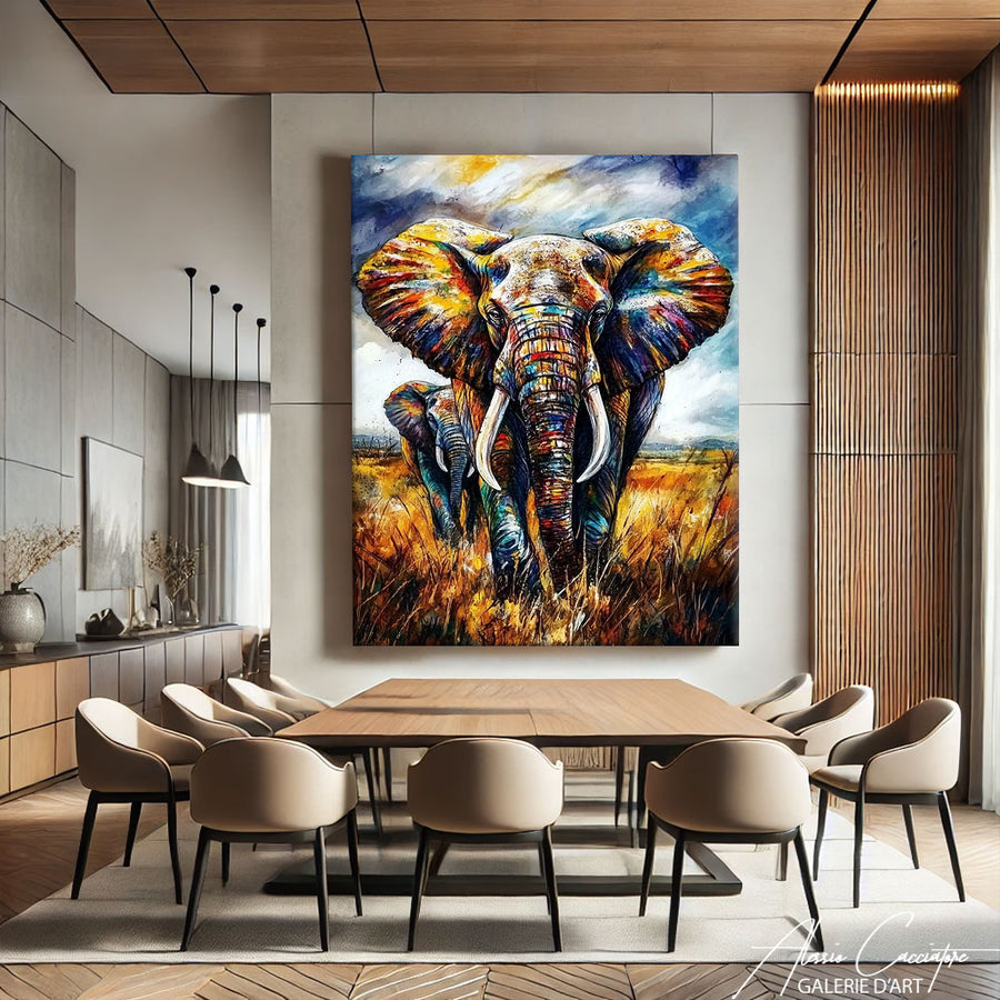 TABLEAU ÉLÉPHANTS NATURE – mise en situation