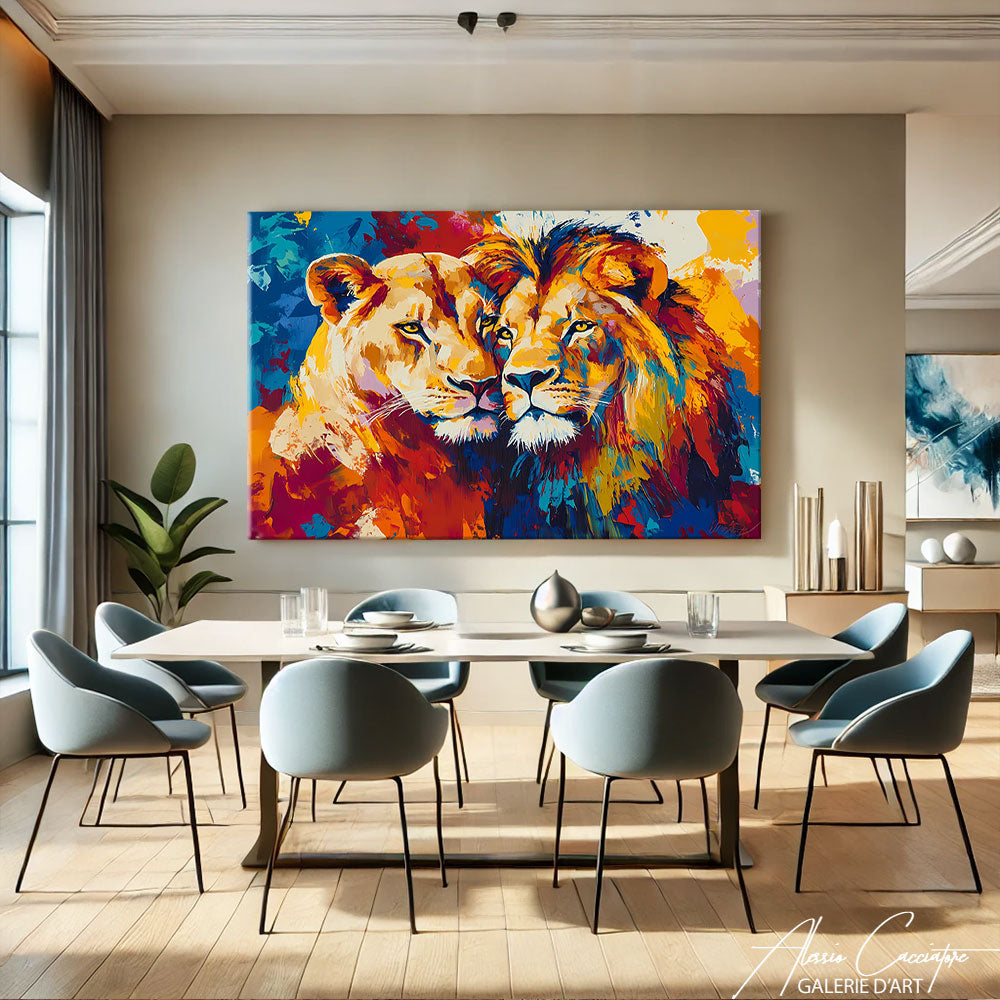 TABLEAU LION MULTICOLORE
