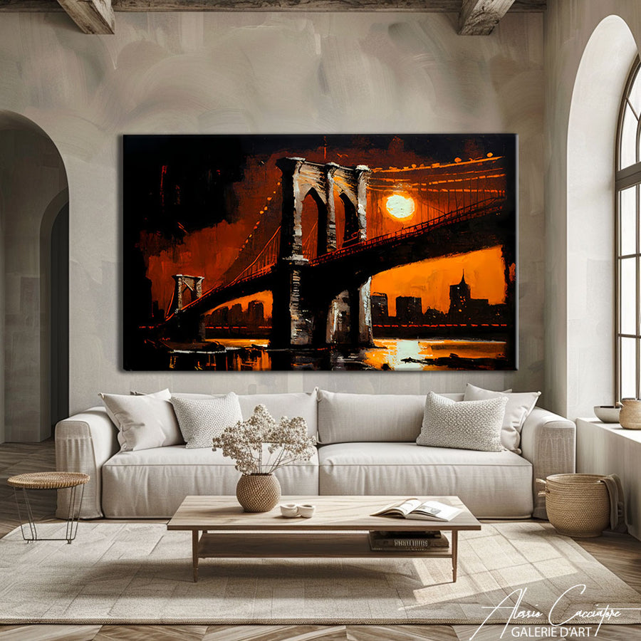 tableau new york noir et rouge – mise en situation