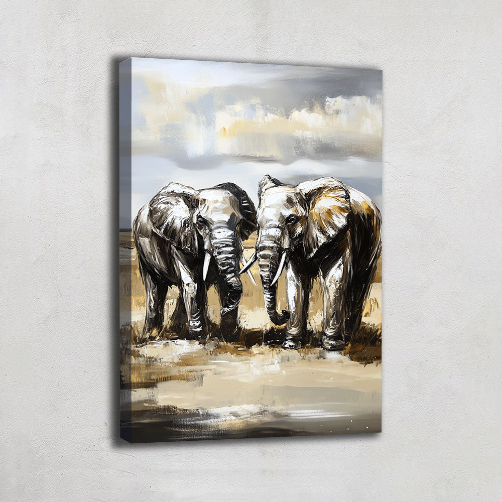 TABLEAU ÉLÉPHANTS GRIS