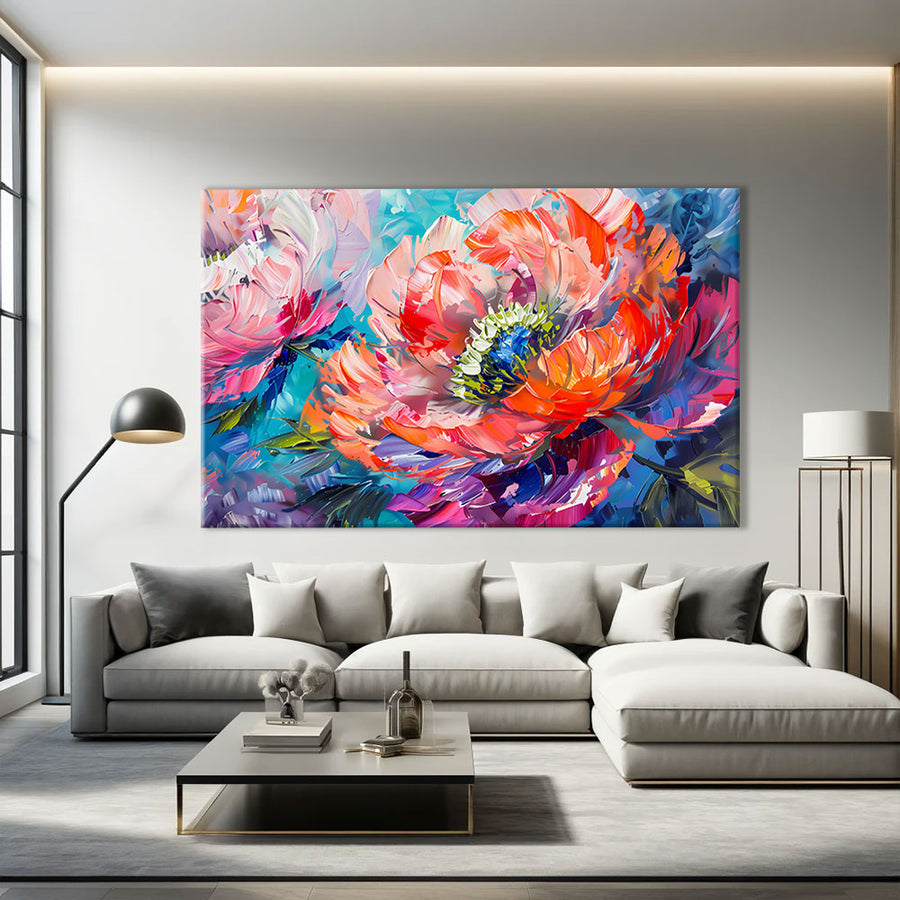 Tableau Contemporain Fleur – mise en situation