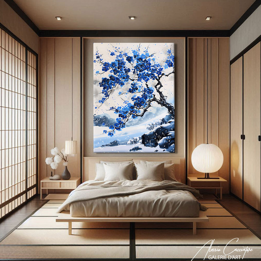 Tableau Cerisier Japonais Bleu – mise en situation