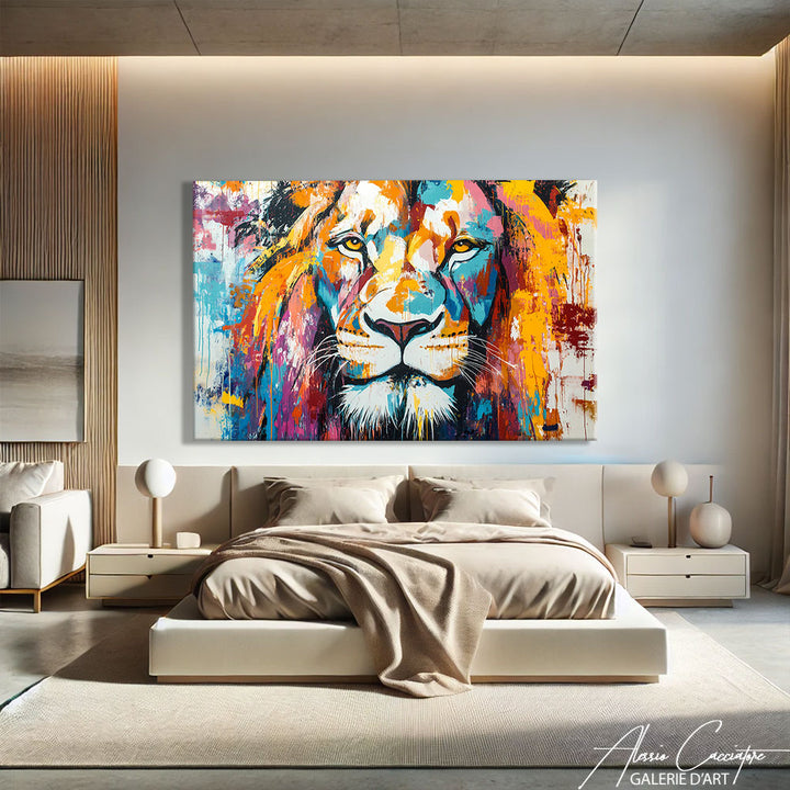 peinture lion coloré