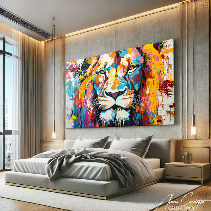 tableau lion pop art