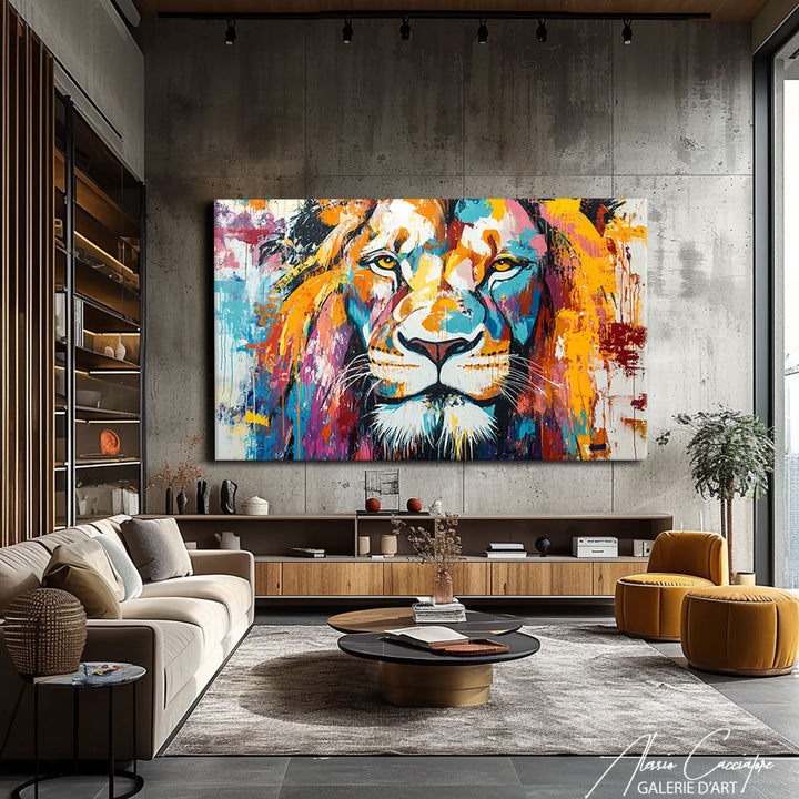 tableau lion pop art