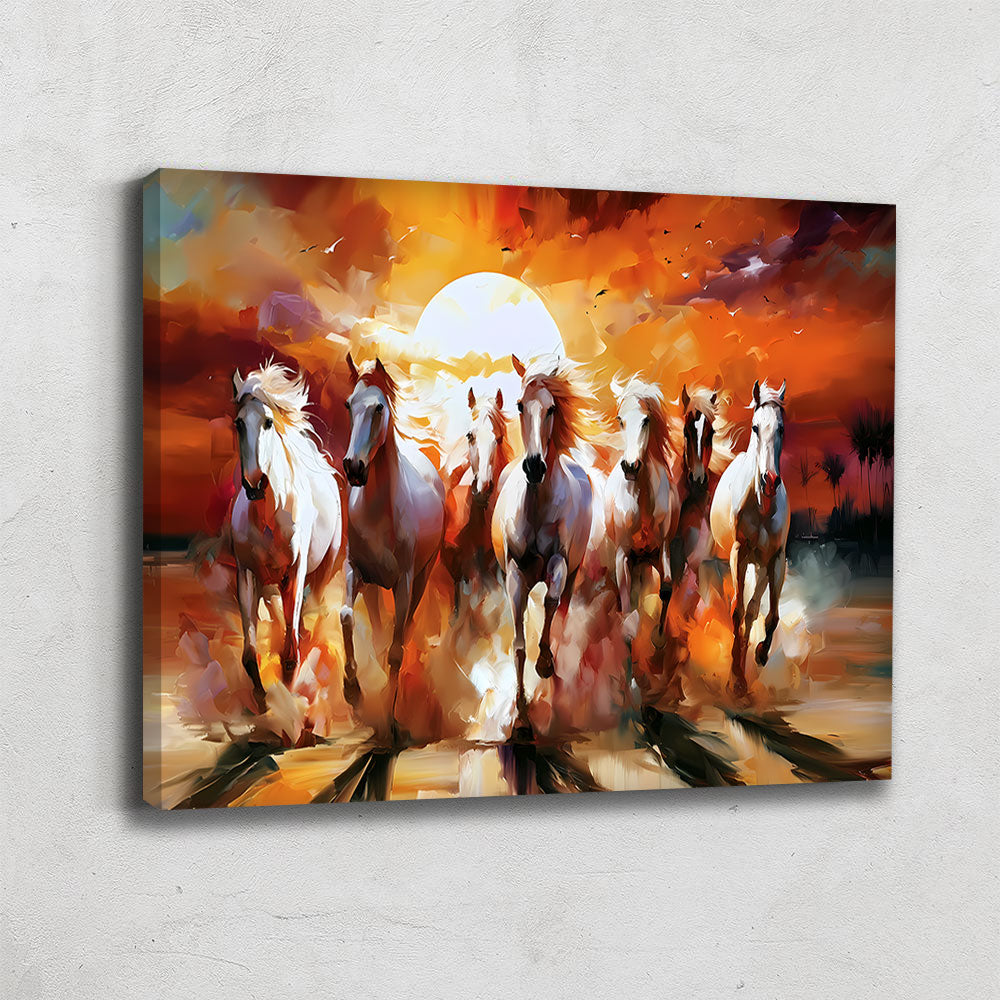 TABLEAU COUCHER DE SOLEIL CHEVAUX
