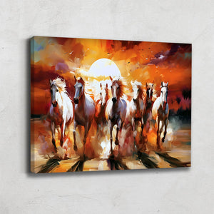 TABLEAU COUCHER DE SOLEIL CHEVAUX