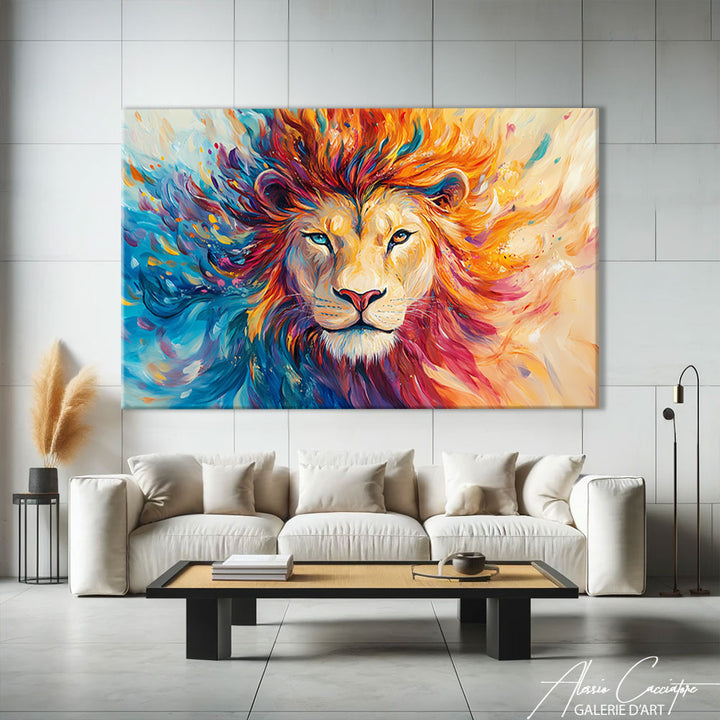 tableau lion couleur