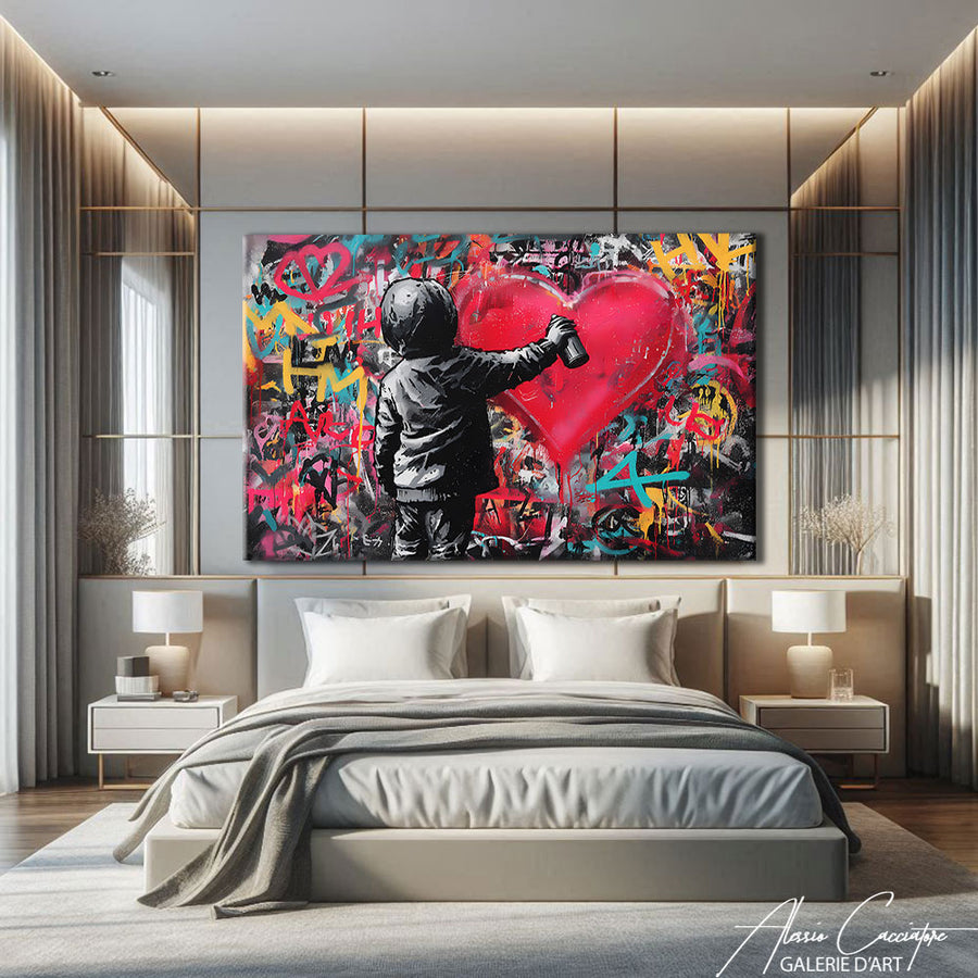 Tableau Street Art Amour – mise en situation