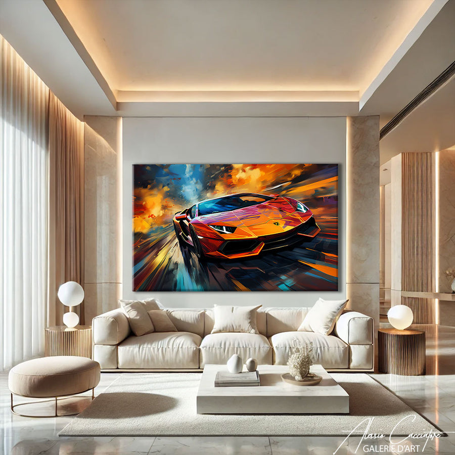 tableau pop art voiture – mise en situation