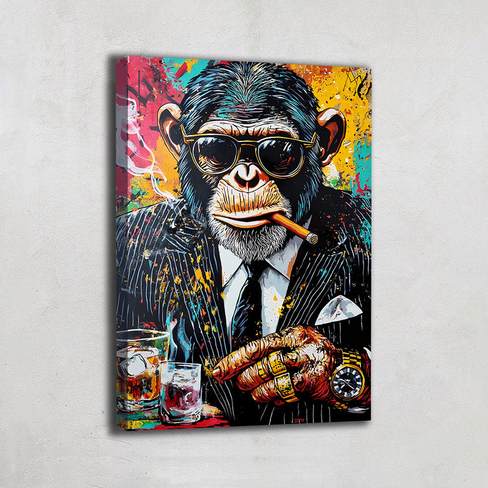 TABLEAU SINGE POP ART GANGSTER