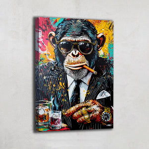 TABLEAU SINGE POP ART GANGSTER