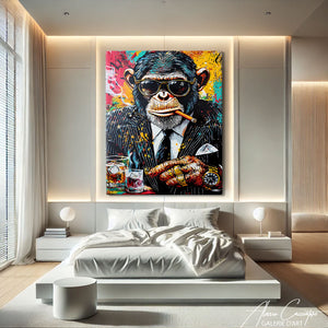 TABLEAU SINGE POP ART GANGSTER