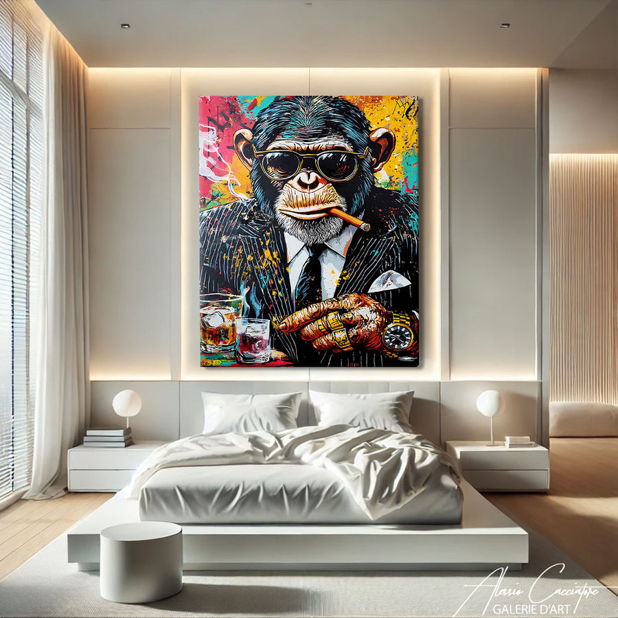 TABLEAU SINGE POP ART GANGSTER – mise en situation