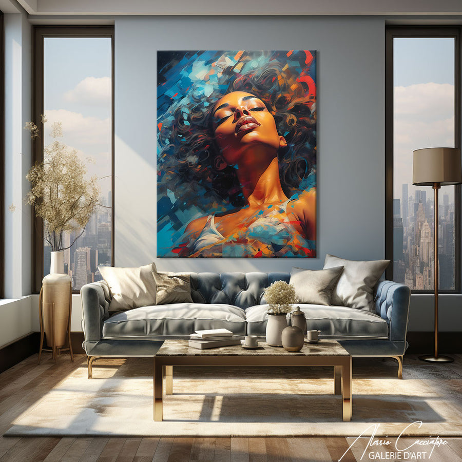Peinture Abstraite Femme Africaine – mise en situation