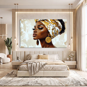 TABLEAU FEMME NOIRE ET OR