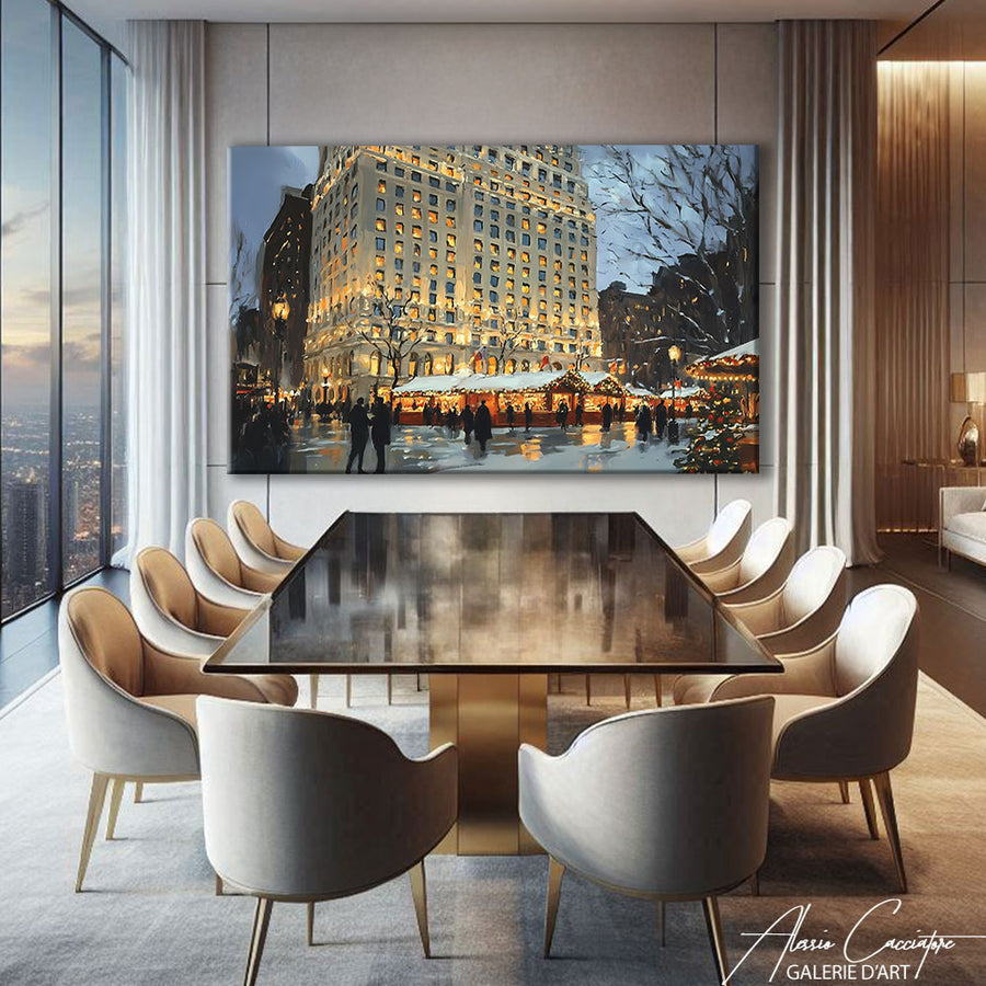Tableau paysage urbain abstrait – mise en situation