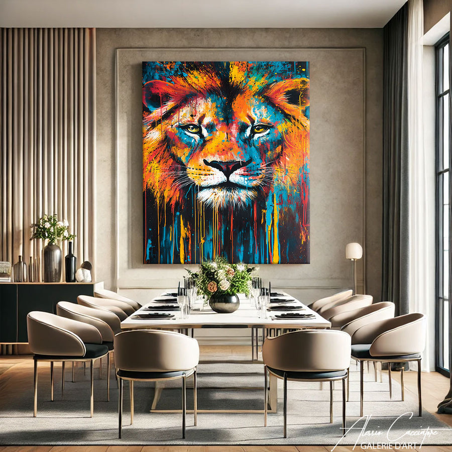 Tableau avec un Lion – mise en situation