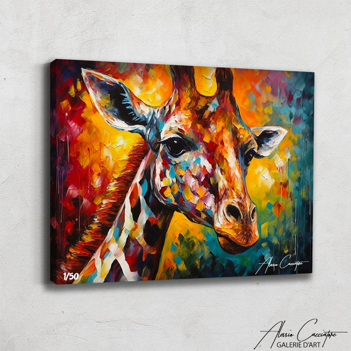 tableau girafe multicolore
