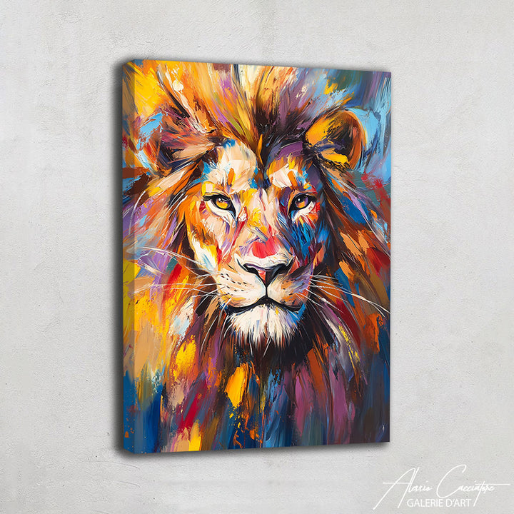 Tableau Tête de Lion en Couleur