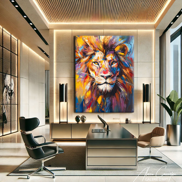 tableau lion couleur