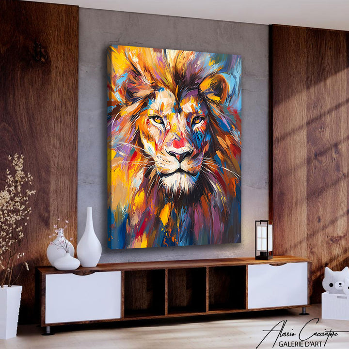 tableau lion peinture