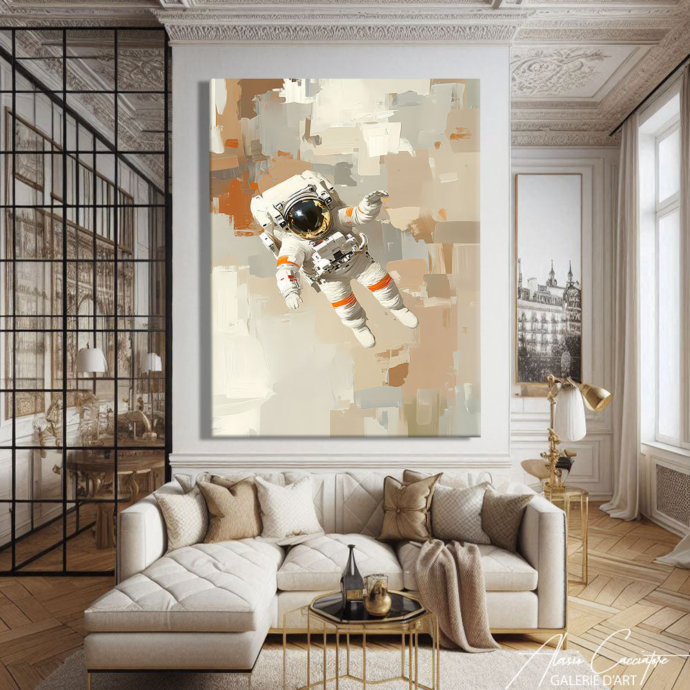 Tableau Abstrait Beige Blanc