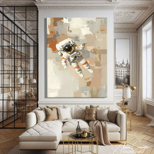 Tableau Abstrait Beige Blanc