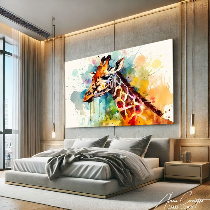 tableau giraffe abstrait