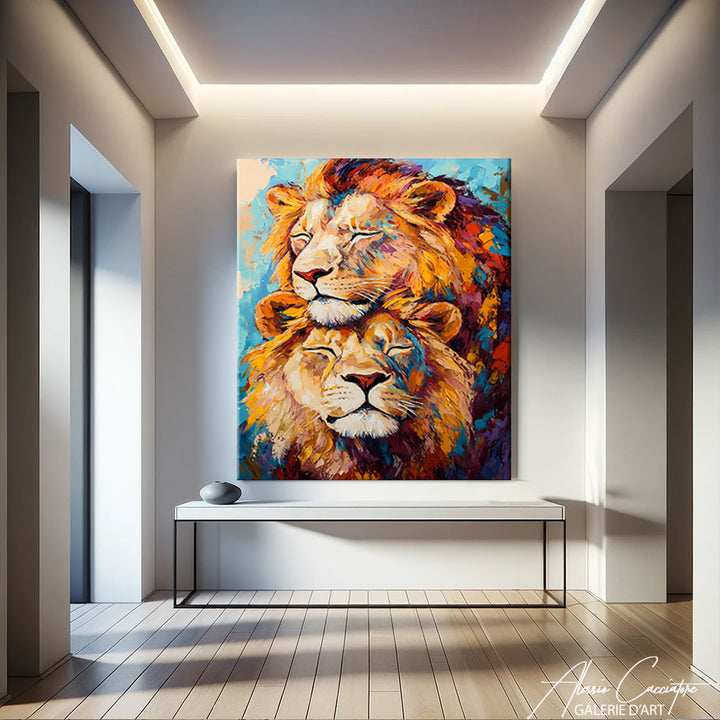 tableau lion couleur