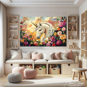 TABLEAU LICORNE FLORAL
